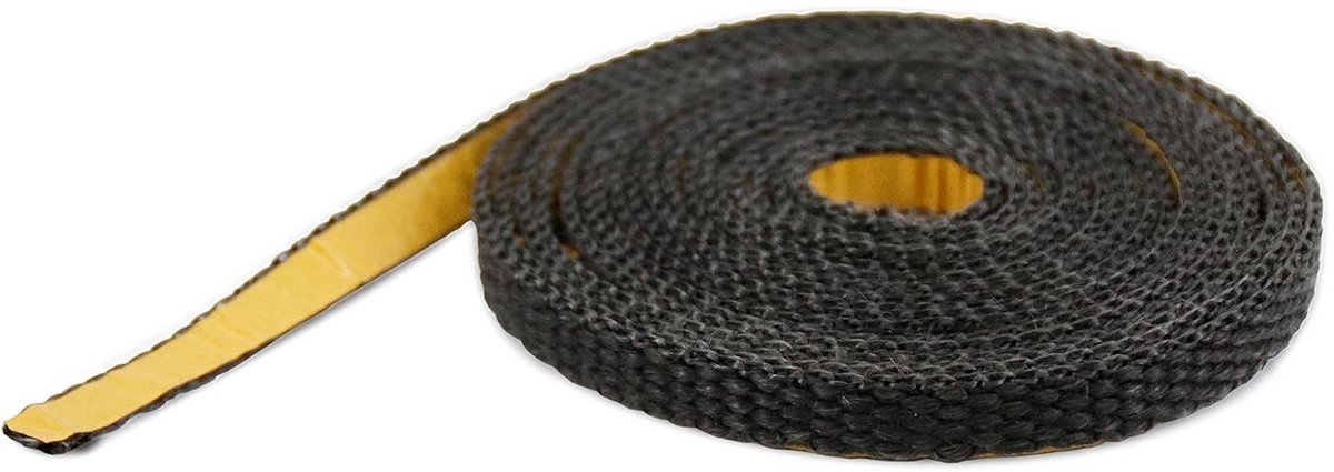 Glasband voor haardafdichting 10 x 2 mm - 4 meter - hittebestendig tot 550 °C - zwart