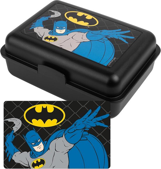 Boîte à lunch avec logo Batman - Lunchbox avec tiroir à miettes et cloison de séparation