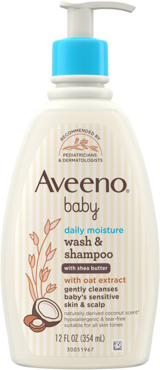 Aveeno Baby Daily Moisture 2-in-1 Wash & Shampoo - Sheaboter - Kokosnoot - Babyshampoo - 354ml