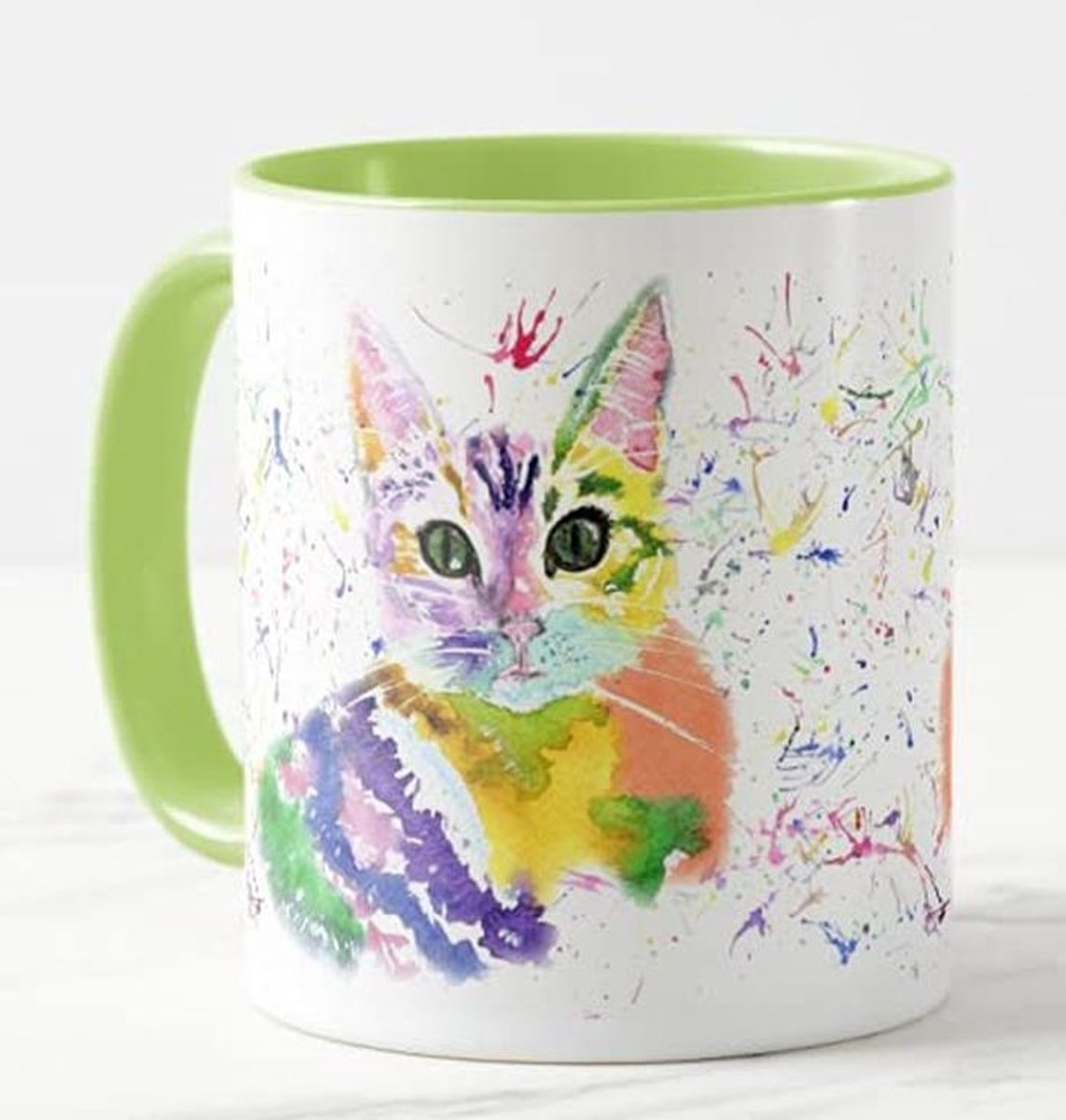 Gekleurde Kat Aquarel Mok - Perfect Cadeau voor Verjaardag, Kantoor of Kerst