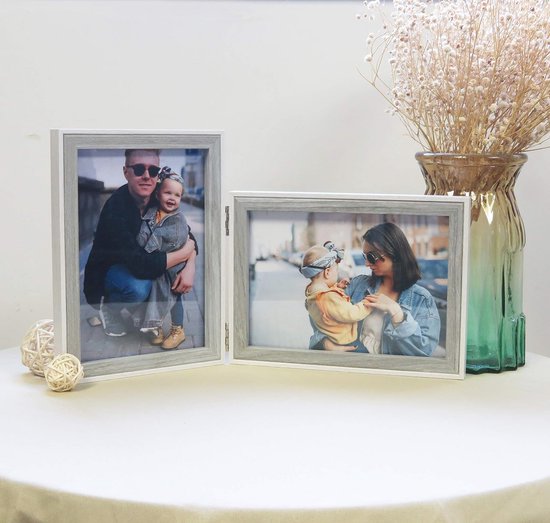 levandeo Photo frame collage 52x52 cm 9 photos 13x18 oak MDF wood glass