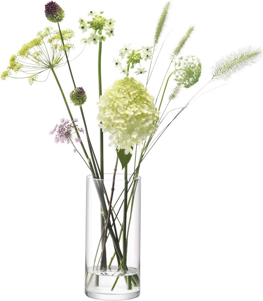 Heldere Kolom Vaas H28 x Ø13 cm - Handgemaakt Glas
