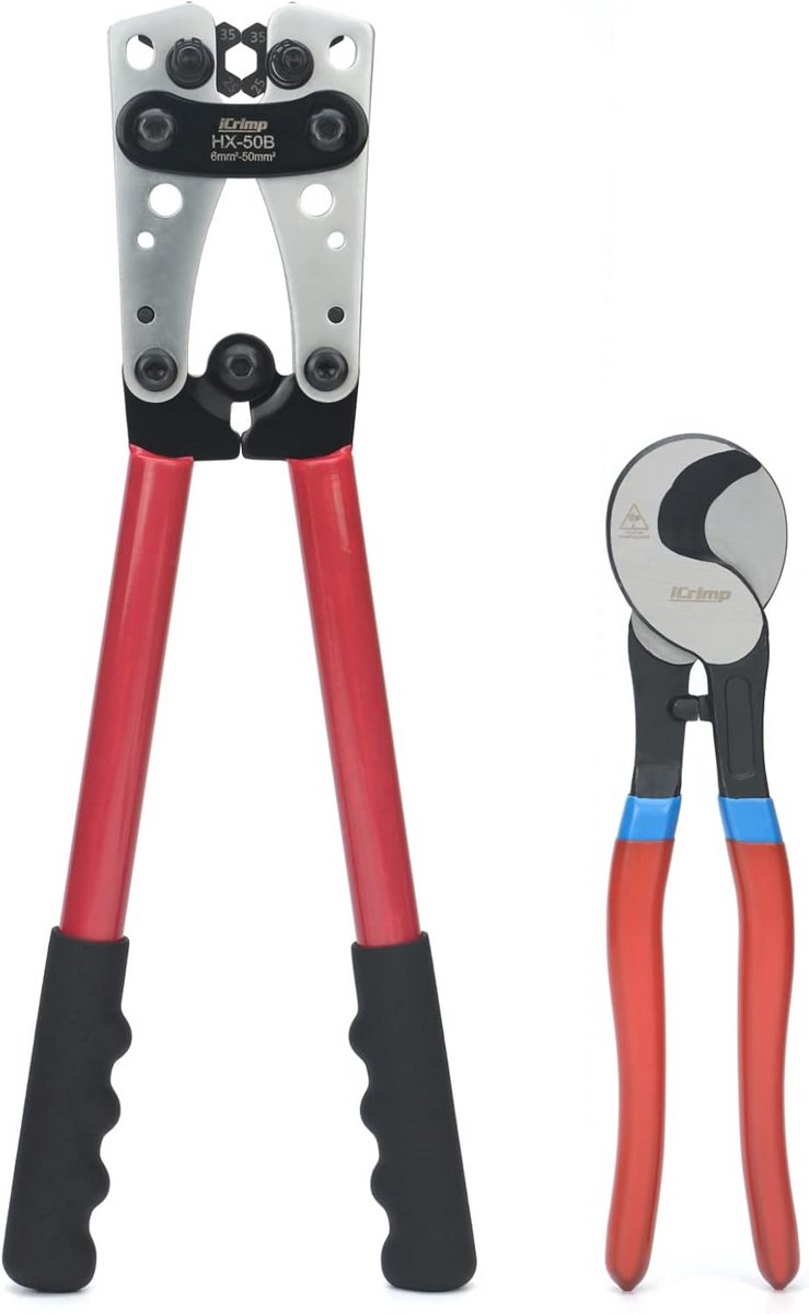 Krimptang voor Batterijkabels en Draadkabels 6-50mm² met Snijfunctie