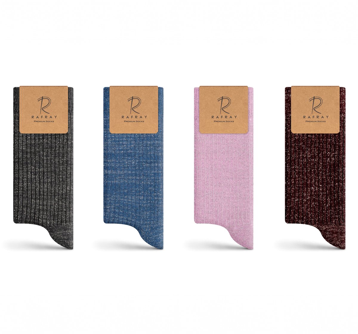 Rafray Socks Glitter Sokken Dames - Gift box - Premium Katoen - 4 paar - Maat 36-40