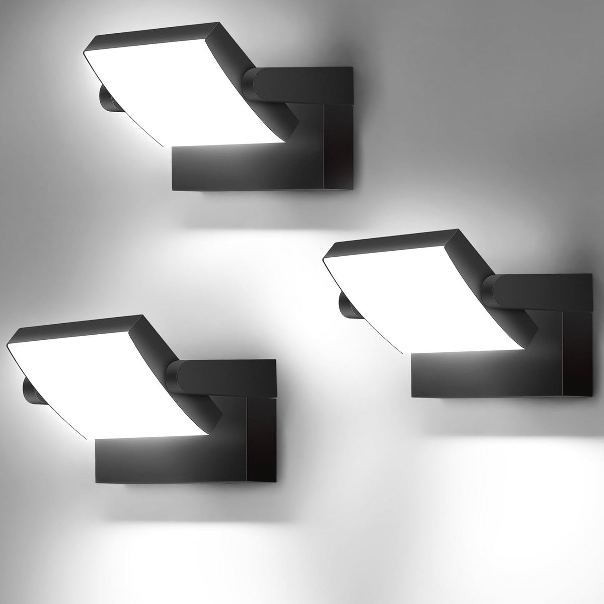 3 Stuks 40W Draaibare Wandlamp voor Buiten met LED Paneel - Waterproof, Verstelbaar en Energiezuinig