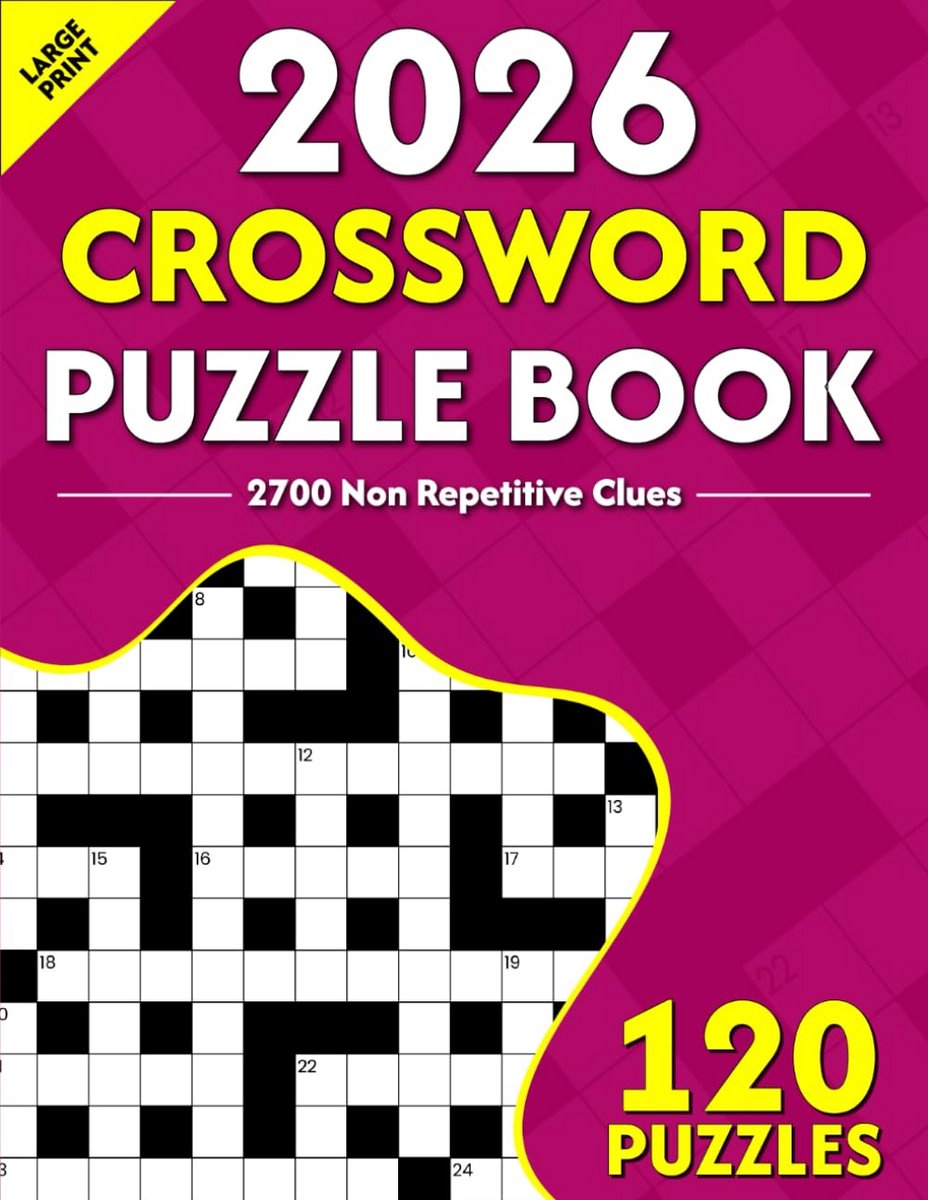 Kruiswoordpuzzelboek 2026: 120 Puzzels in Groot Lettertype met Oplossingen