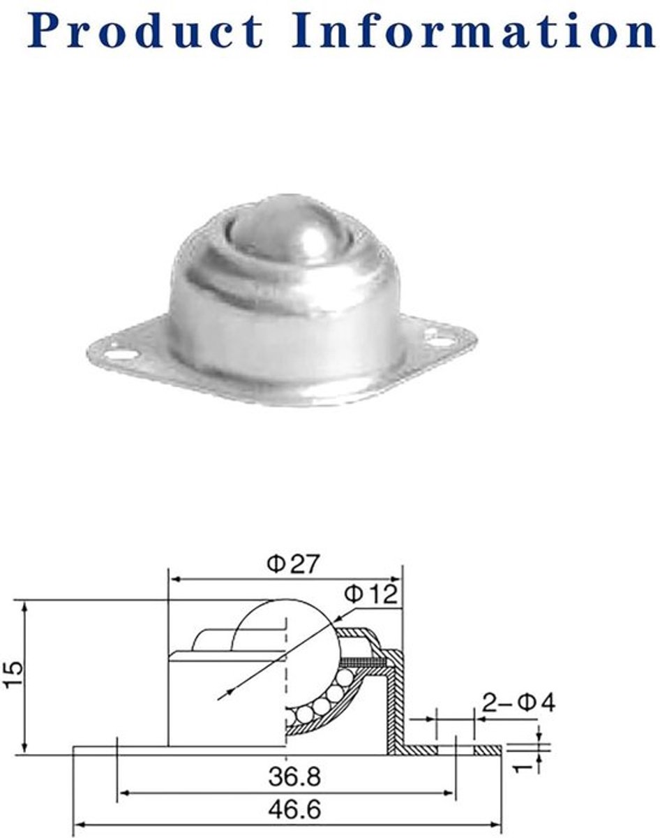 Carbon Steel Handlebar Ball Roller Furniture Trolley Screw Mounted Round Wheels - Set of 10