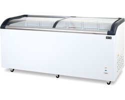 HCB® - Professionele Horeca vriezer - Vrieskist met glazen schuifdeksel - 545 liter - 230V - Diepvries koffer - 68x181x85 cm (DxBxH) - 30 kg - 1430