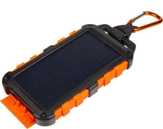 Xtorm Solar powerbank - Outdoor oplader op zonne-energie – 10.000 mAh – led power indicator – USB 2x – USB-C en met Flashlight - oranje