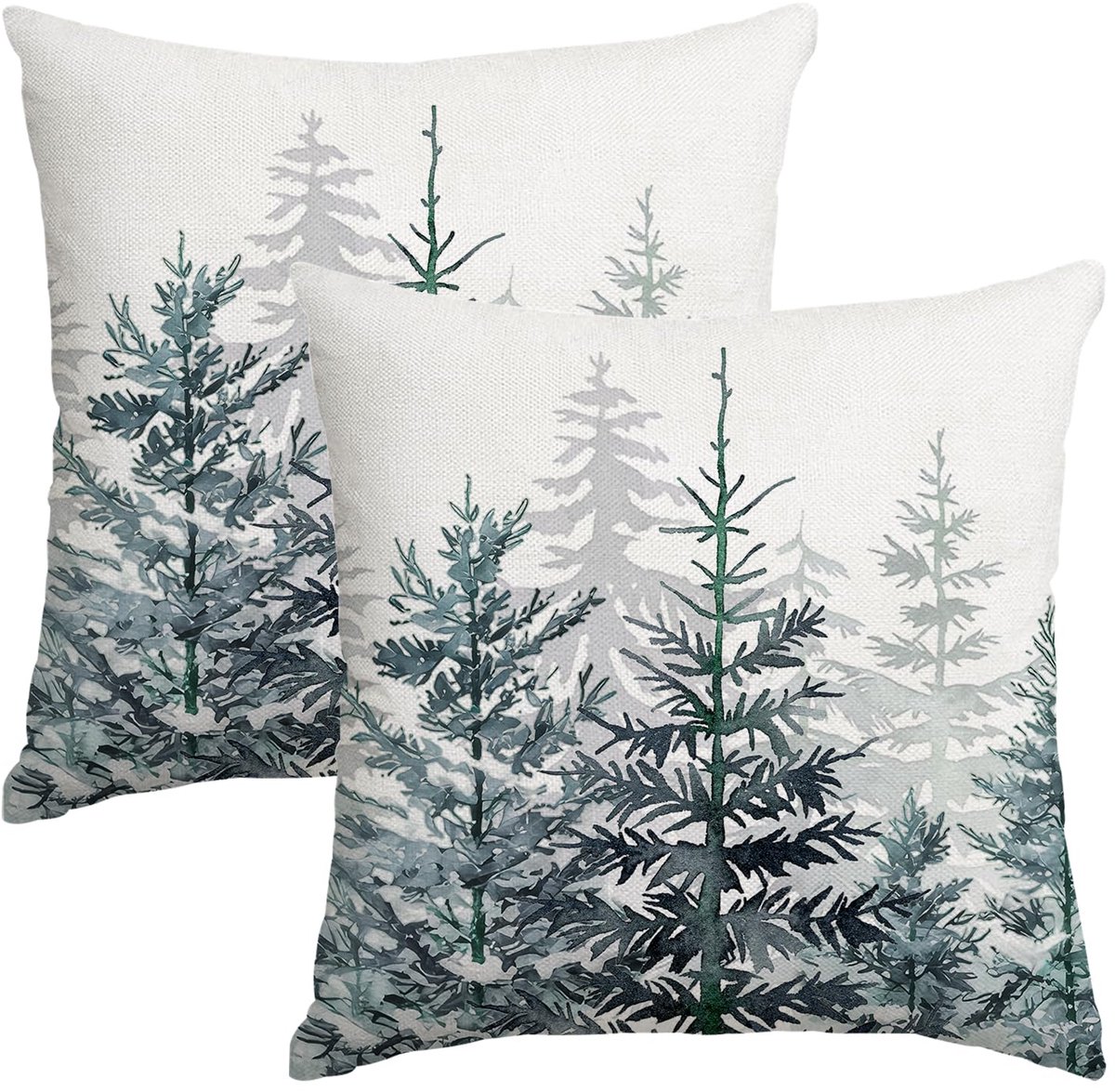 Unyqoos Decoratieve kussenovertrekken voor kerst met kerstboomontwerp set van 4 blauw