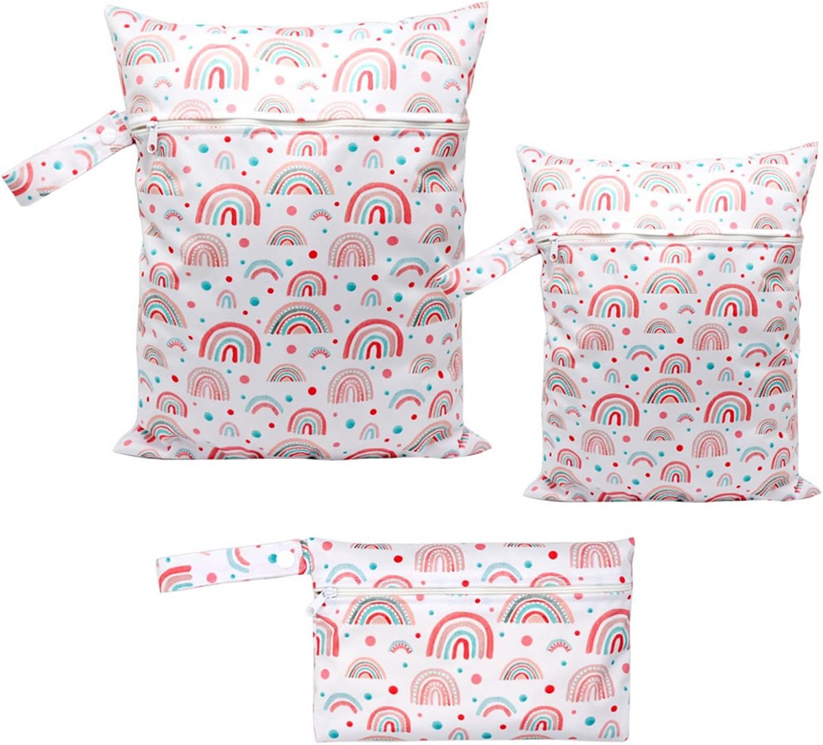 3x Herbruikbare Wetbag Regenboog - Waterdichte Luiertas en Gymtas voor Kinderen en Reizen
