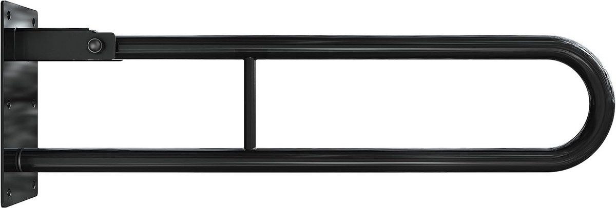 Opklapbare wandbeugel voor badkamer met stalen ondersteuning, 50 cm, Zwart