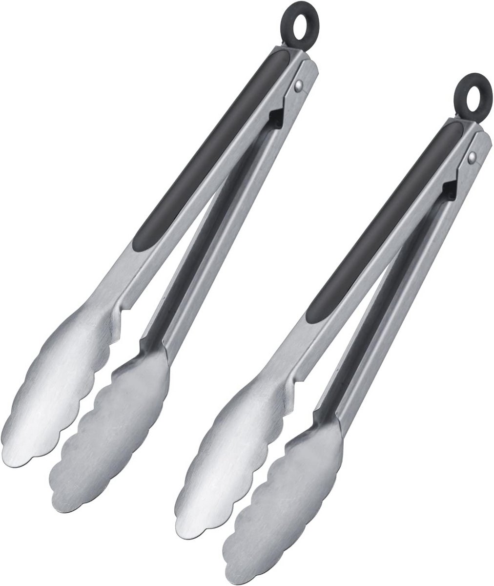 Set van 2 RVS Grill- en Serveertangen (27,5 cm) met Antislip Handgrepen
