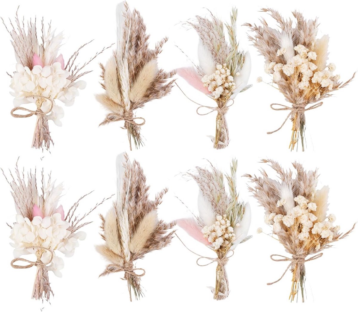 8x Mini Gedroogde Bloemen Set - Natuurlijke Decoratie voor Knutselen, Scrapbooking en Brui