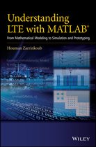 Boek "Understanding LTE with MATLAB" met abstracte grafieken en code op een donkere achtergrond met een stadsgezicht.