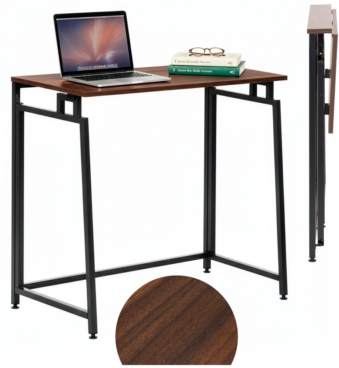 Springos Bureau – Werkbureau – Computer Bureau – Bureautafel – Opklapbaar – 80 X 75 X 40 CM – 30 Kg - Hout - Metaal