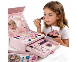 Meedeer 3 In 1 Make-upset voor kinderen-kinder make up meisje-make up kinderen set meisjes-veilige en niet-giftige cosmetica-speelgoedset, meisjes, kerstcadeau, verjaardag, 4,5,6,7...12 jaar