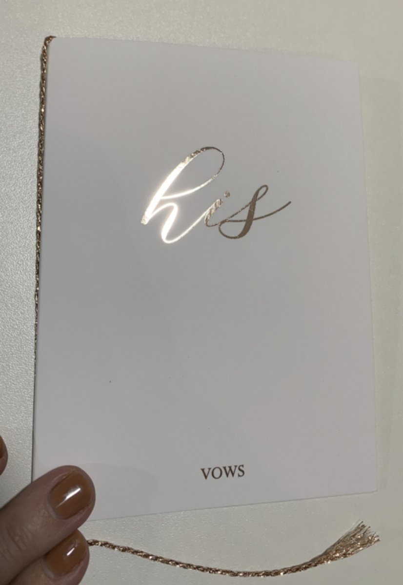 HIS & HER Gelofteboekjes – Set van 2 – Rosé Gouden Letters & Rosé Goud Draad – Bruiloft - Vows