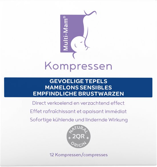 Multi-Mam Kompressen – Intensieve verzorging voor pijnlijke en geïrriteerde tepels, 12 afzonderlijk verpakte kompressen van 1,5 g gel per stuk