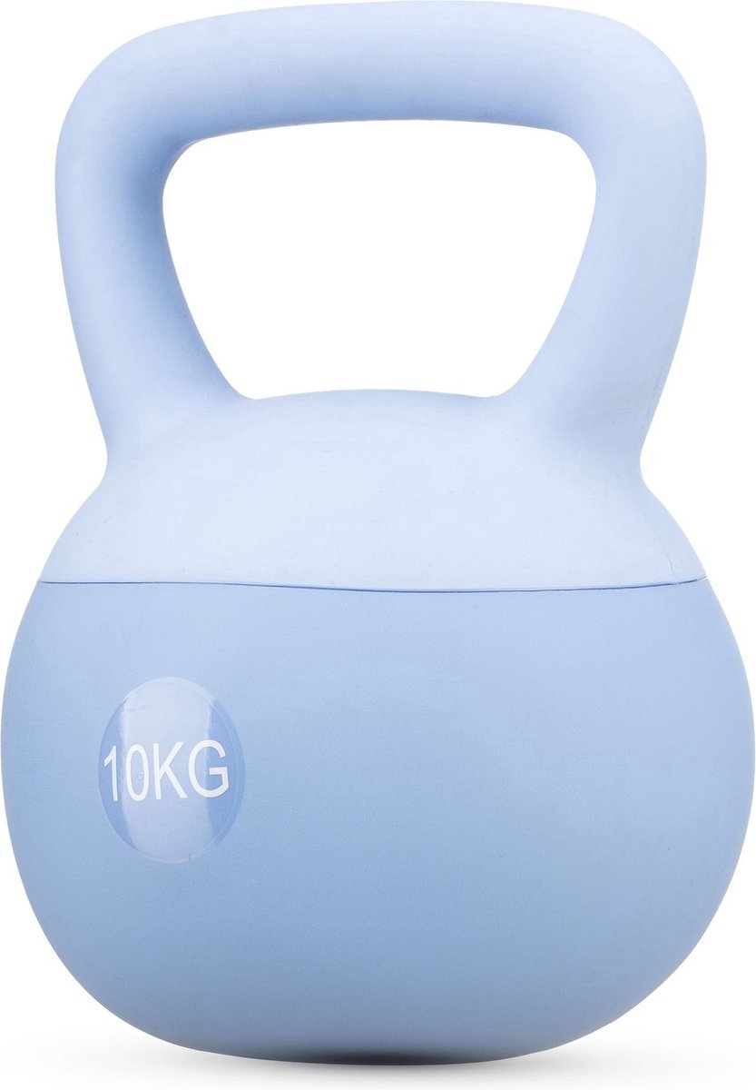 ATTREZZO® Kettlebell - 10 kg - Blauw - Zandgevuld – Veilig en Vloervriendelijk – 28×20×20 cm
