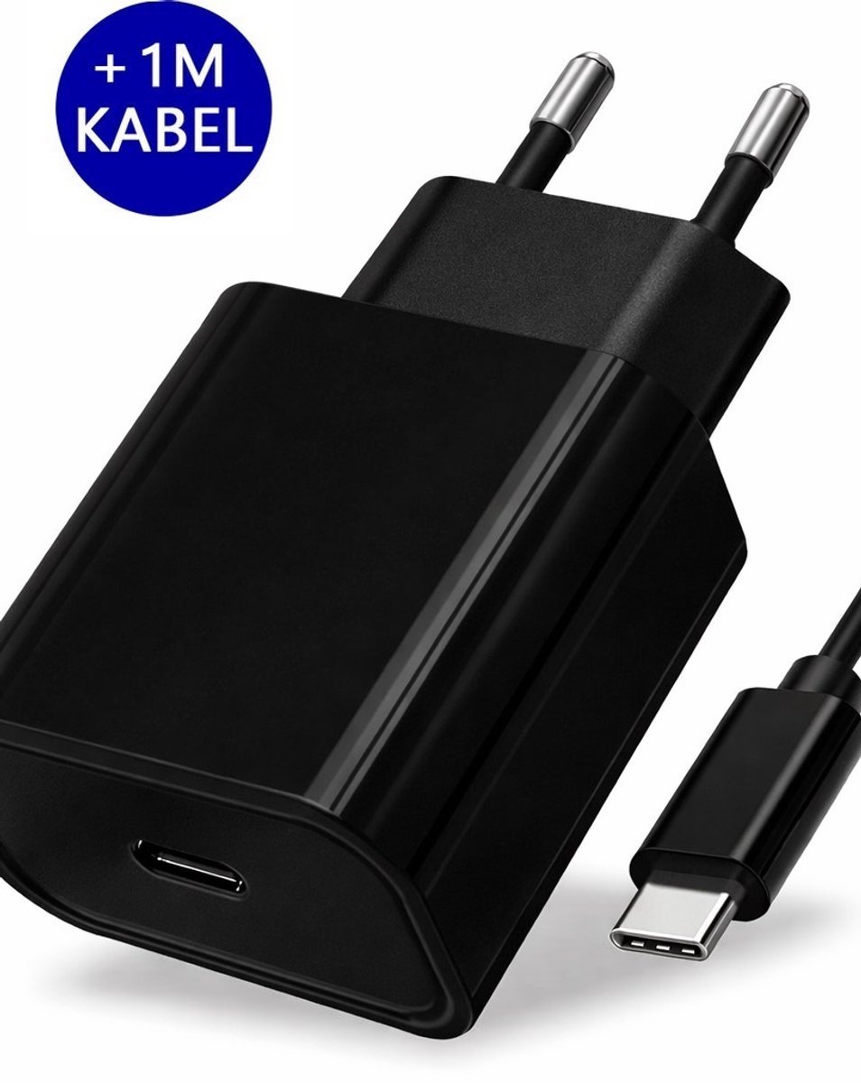 YGX Snellader geschikt Voor Samsung oplader Universele USB-C adapter met 1m kabel- USB-C Snellader (25W) met 1m kabel- Zwart
