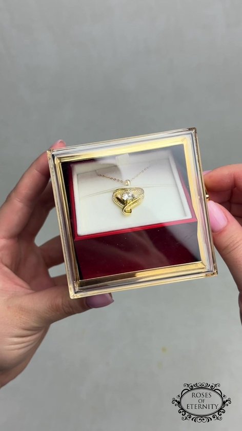 Roses of Eternity - Rose avec Collier et Pendentif Cœurs dans Boîte à Bijoux - Plaqué Or Argent Sterling 925 - Cadeau Noël, Saint-Valentin, Mariage, romantique, femme, (meilleure) amie, elle - Rose rouge - Couleur or