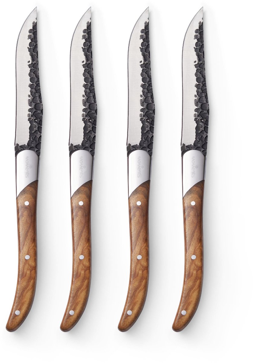 Moments Steakmessen Forged Olijfhout set van 4