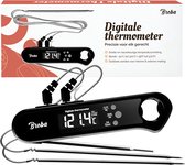 Zwarte digitale thermometer met 2 extra sondes en verpakking.
