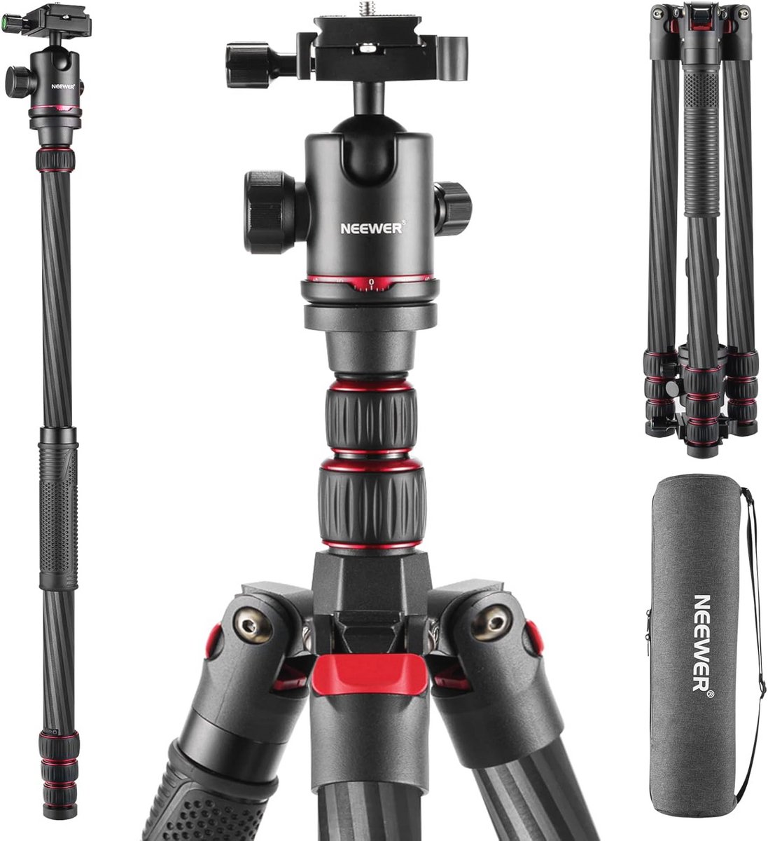 Carbon Fiber Camera Statief Monopod 80.5 inch met Panorama Ballhead en Arca Type QR Plaat