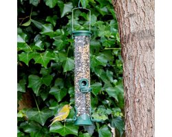 CJ Wildlife Voedersilo voor Tuinvogels - Challenger - 4 Openingen - Vogelvoedersilo voor Kleine Vogels - Hangend Vogelvoederhuisje van 38cm - Vogelvoer Silo - Kunststof - Groen
