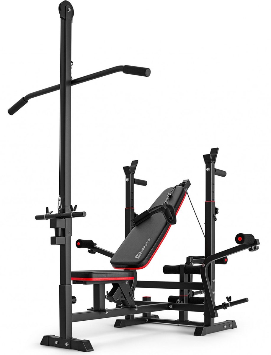 Hop-Sport HS-1075 – Multifunctionele Halterbank – Lat Pulley Toren – Verstelbaar – Full Body Training