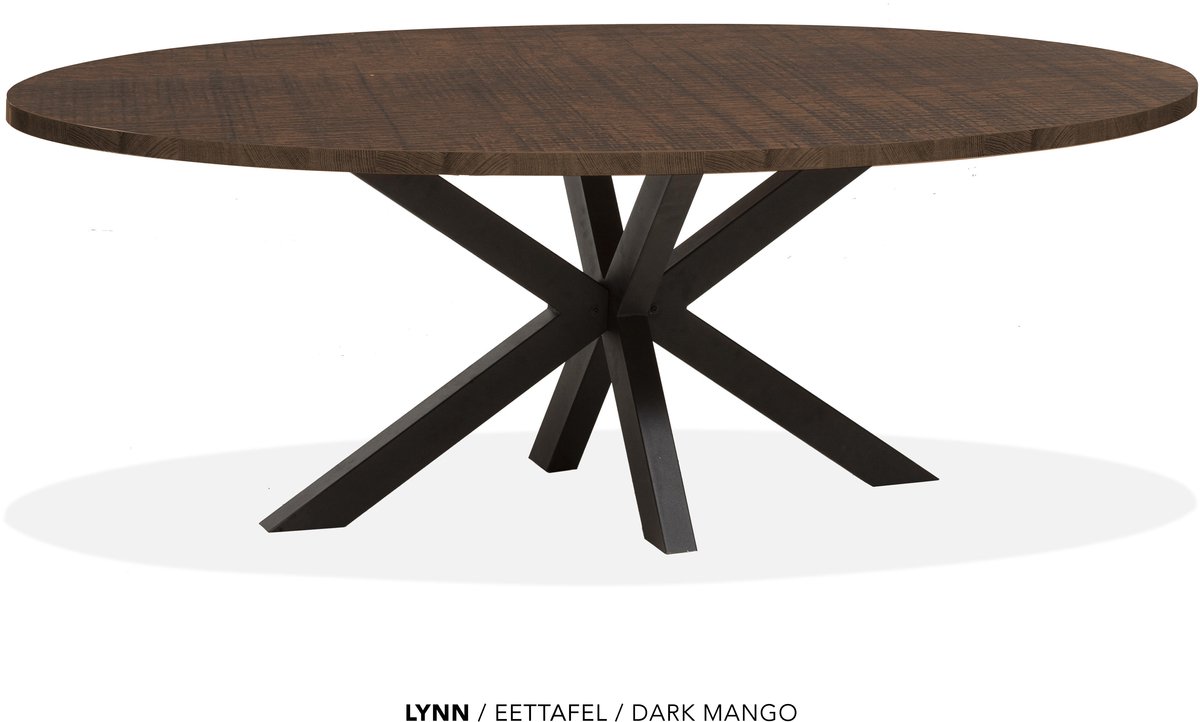 Maxfurn Lynn - Ovale eettafel Lynn | Zeer krasvast | Kleur: Dark Mango | Afm. 250x128cm Natuurlijk eiken