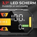 Vue détaillée de l'écran LED de 3,7" du démarreur AutoXtreme. Texte 'CLAIR ET SIMPLE'.