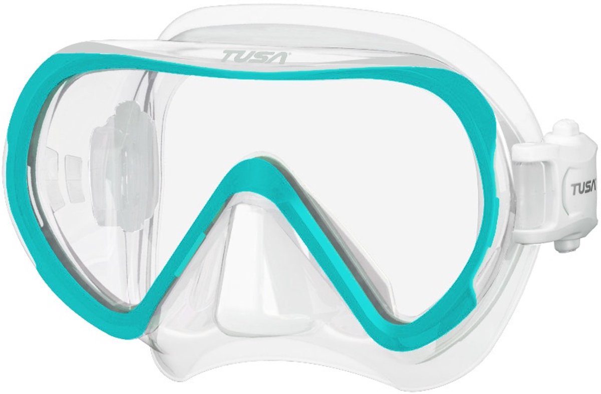 TUSA INO Duikmasker voor Volwassenen – Compact snorkelmasker met single lens en hypoallergene siliconen skirt, comfortabel en eenvoudig in gebruik – Transparant/Mint – M1011 MT