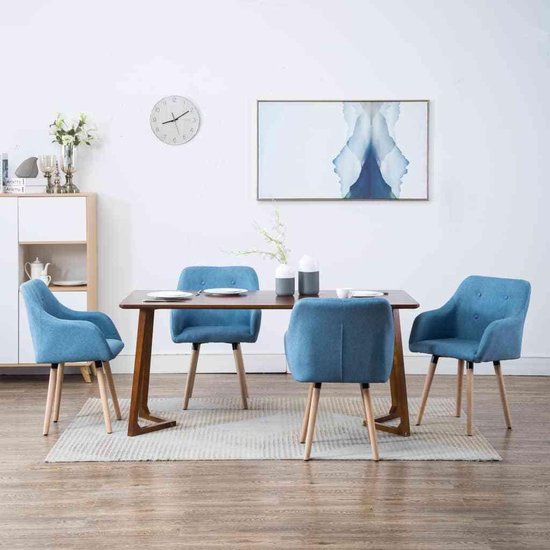 Blauw set van 4 STUKS Stof / Eetkamer stoelen / Extra stoelen voor... | bol.com