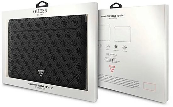 Guess 4G PU Triangle Logo Laptop sleeve 13 tot en met 14 inch - Zwart