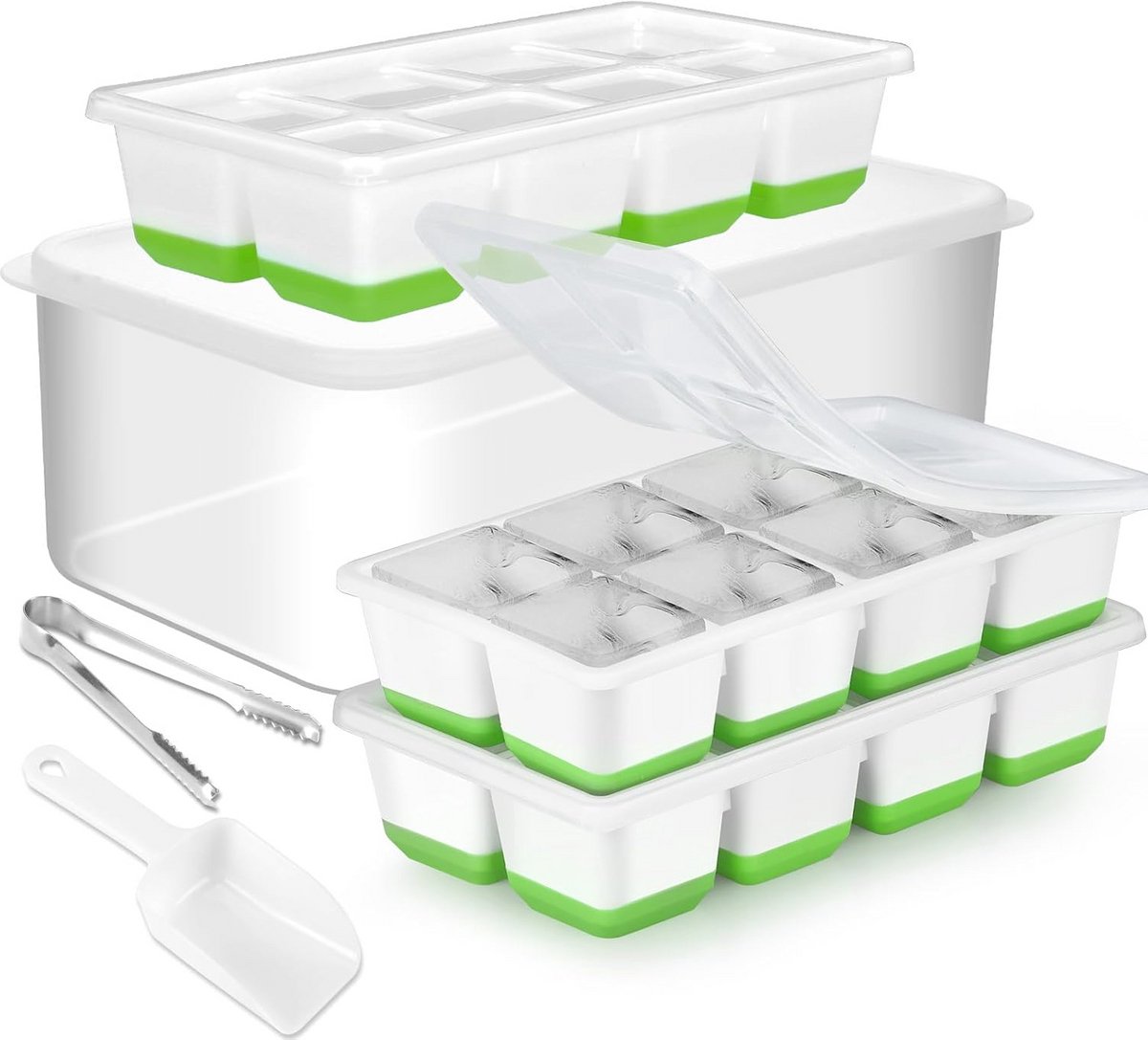 Grote IJsblokjesvormen set - 3 stuks, silicone, BPA-vrij, 4,5 cm ijsblokjeshouder