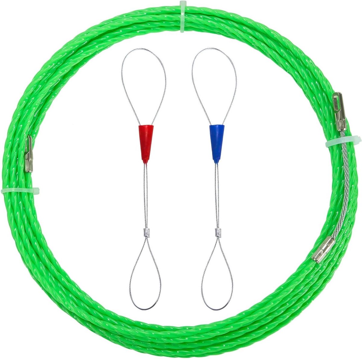 Allecta - Kabeltrekhulp 15 meter - Intrekband Intrekhulp Intrekspiraal - Polyester geleidingsveer - Groen - Voor lege buizen
