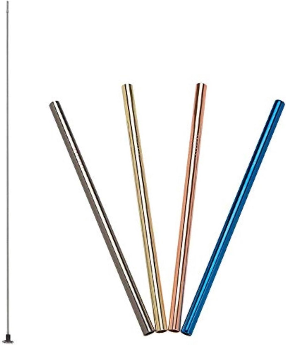 Roestvrijstalen rietjes set van 4 - 18 cm, herbruikbaar met reinigingsborstel