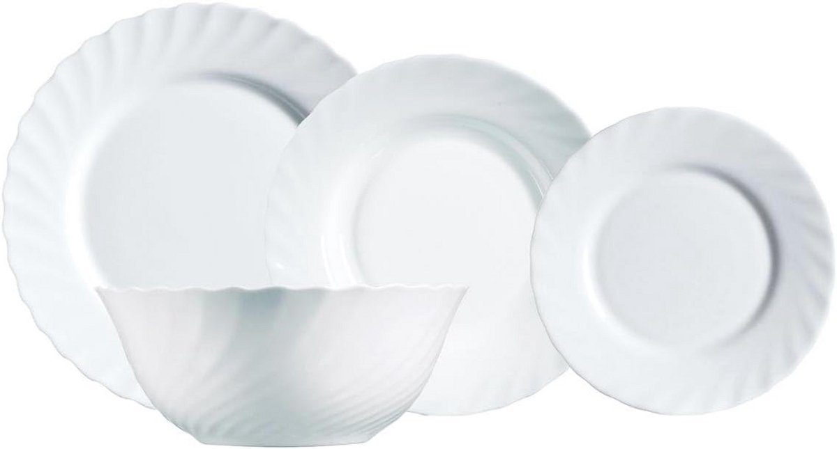 Klassiek Wit Tafelservies Set van Geharde Glas