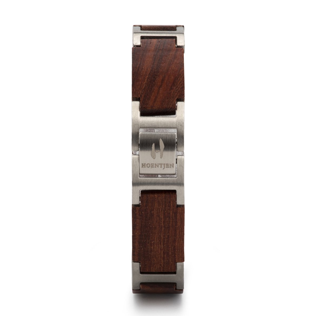 Hoentjen, houten armband - palissander RVS, 13mm (lange schakel)