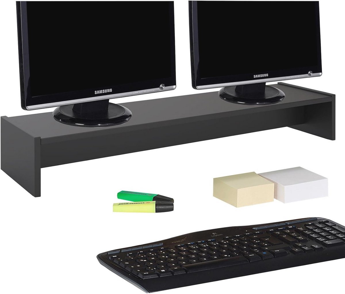 Monitorstandaard voor 2 Beeldschermen - Zwart, 100 cm