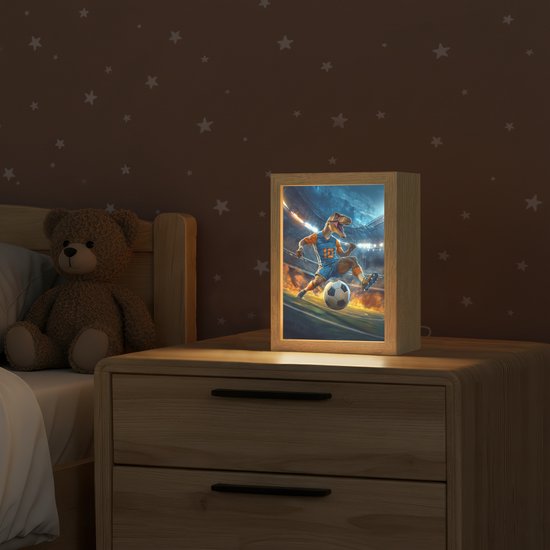 Nachtlampje 15x20 cm - Kinder lampje - T-Rex - Voetbal - Stadion - Tafellamp kinderkamer - Slaapkamer lamp - Bedlamp kinderen - Kinderlampje stopcontact - Wandlamp babykamer - Nachtlampjes van OnlyWow — afbeelding 2