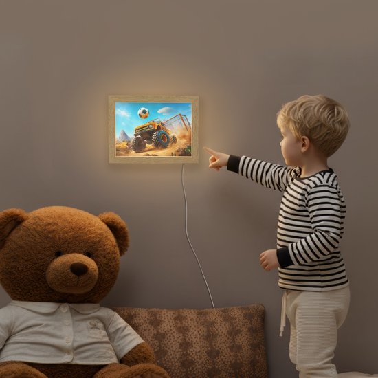 Nachtlampje 20x15 cm - Kinder lampje - Monstertruck - Voetbal - Woestijn - Tafellamp kinderkamer - Slaapkamer lamp - Bedlamp kinderen - Kinderlampje stopcontact - Wandlamp babykamer - Nachtlampjes van Merkloos — afbeelding 5
