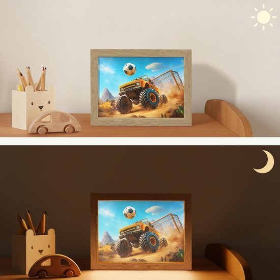 Nachtlampje 20x15 cm - Kinder lampje - Monstertruck - Voetbal - Woestijn - Tafellamp kinderkamer - Slaapkamer lamp - Bedlamp kinderen - Kinderlampje stopcontact - Wandlamp babykamer - Nachtlampjes van Merkloos — afbeelding 4
