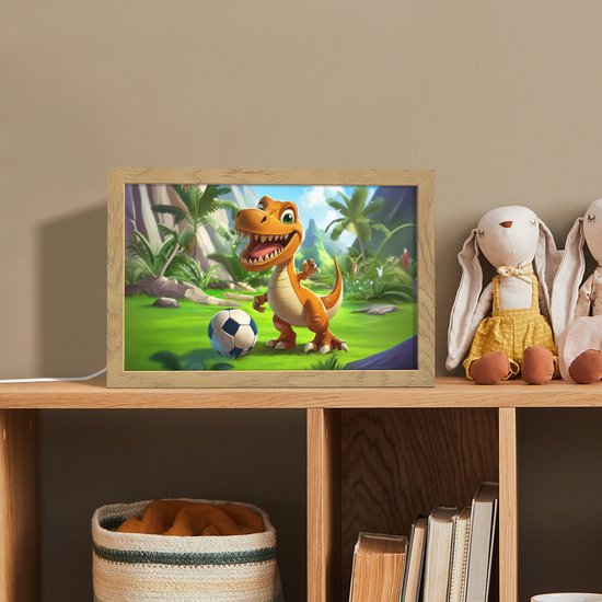 Nachtlampje 30x20 cm - Kinder lampje - Dino - Voetbal - Groen - Tafellamp kinderkamer - Slaapkamer lamp - Bedlamp kinderen - Kinderlampje stopcontact - Wandlamp babykamer - Nachtlampjes van OnlyWow — afbeelding 3