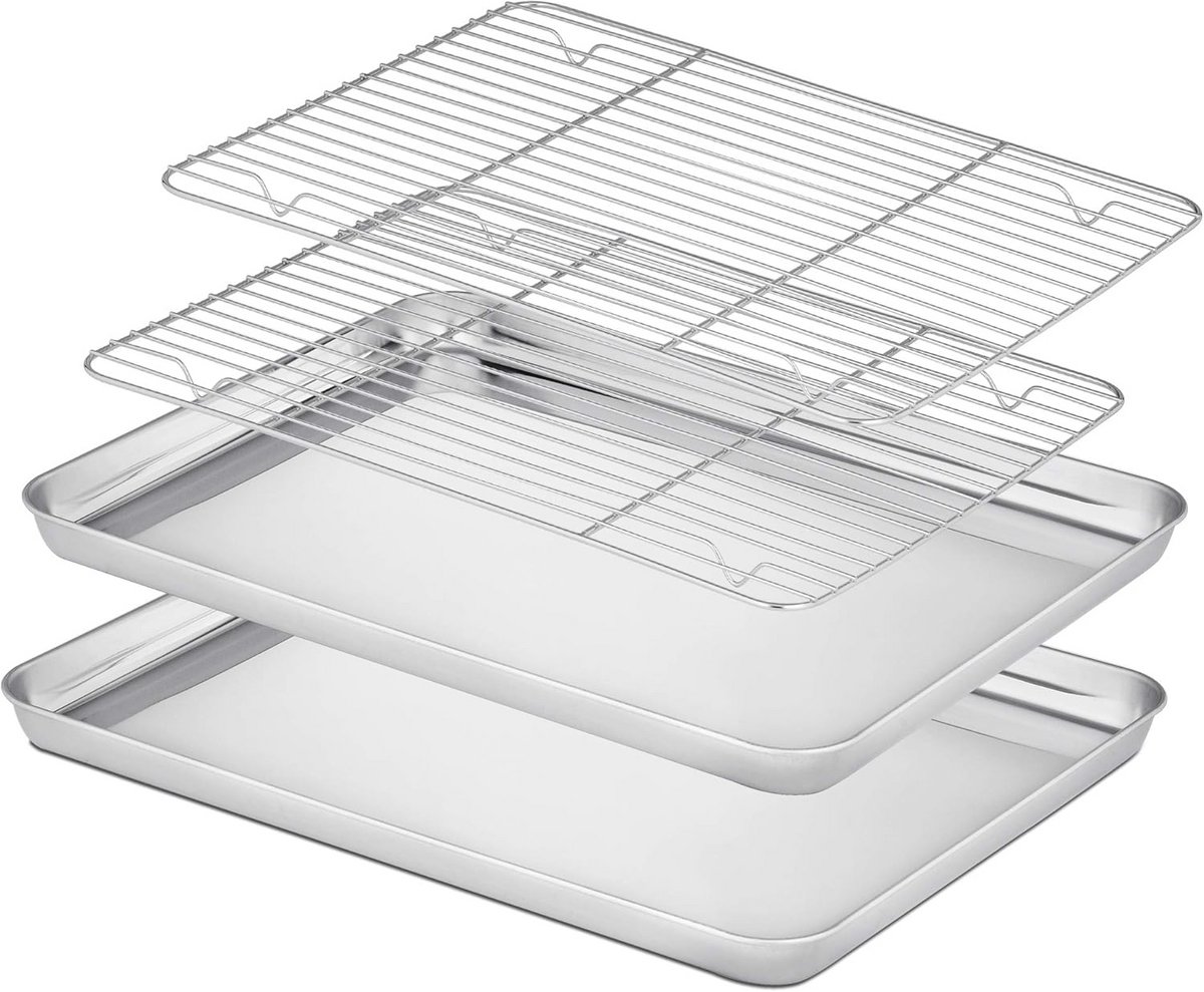 Roestvrijstalen Bakplaat met Uitkoelrooster - Duurzaam, Gezond, en Vaatwasmachinebestendig