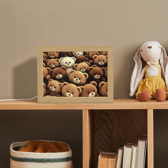 Nachtlampje 20x15 cm - Kinder lamp - Teddybeer - Knuffel - Bruin - Beer - Jongens - Meisjes - Tafellamp kinderkamer - Slaapkamer lamp - Bedlamp kinderen - Kinderlampje stopcontact - Wandlamp babykamer - Nachtlampjes van Merkloos — afbeelding 3