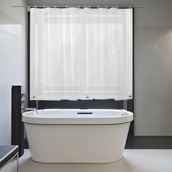 Douchegordijn Wafelstof Waterdicht met Metalen Douchegordijnringen - Anti-schimmel Stoffen Textiel Badkamer Gordijn Zwaar Badgordijn voor Badkamer Douchecabine - 182 x 244 cm (Lichtgrijs