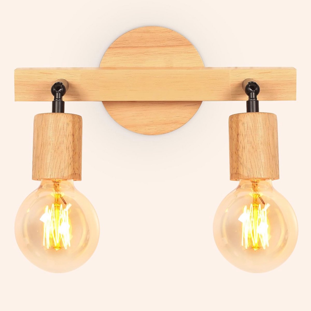 Vintage Houten E27 Wandlamp - Verstelbare Stijlvolle Binnenverlichting